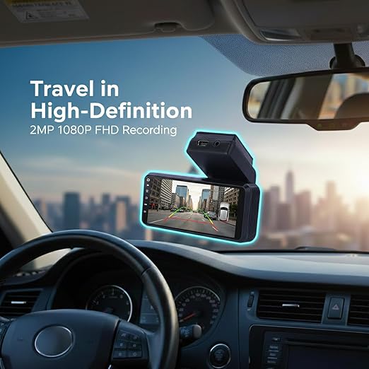 Smart Camera 1080P Full HD | 4.3-inch LCD Screen with WiFi Control | Night Vision, Wide Angle, G-Sensor & Parking Mode | Universal Fit for Cars & SUVs
