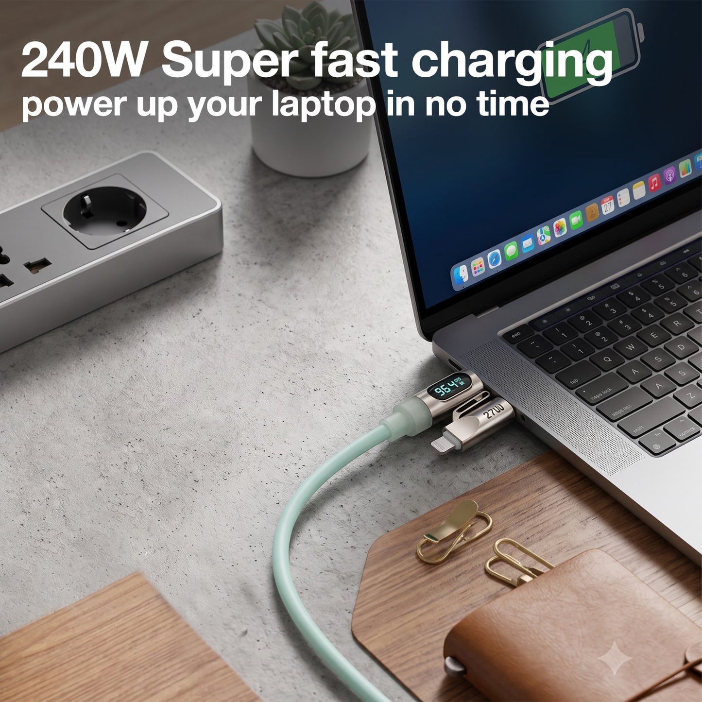 GIZMOPHY Hyperflex 4-in-1 240W Fast Charging Cable with LED CYCLONE Display