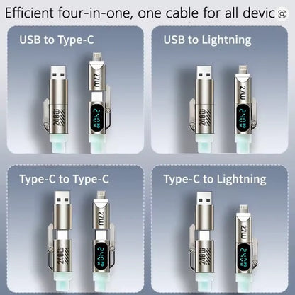 GIZMOPHY Hyperflex 4-in-1 240W Fast Charging Cable with LED CYCLONE Display