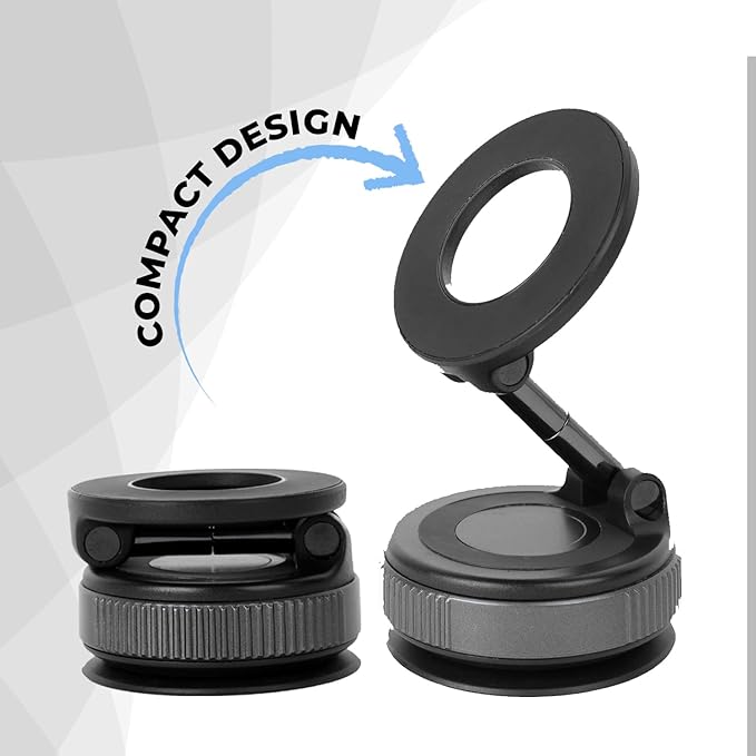 Gizmophy Magnetic Car Mobile Holder with 360° Adjustable Arm, Strong Grip Dashboard Mount, Anti-Slip Base, Universal Smartphone Compatibility, Premium LED Ring Design