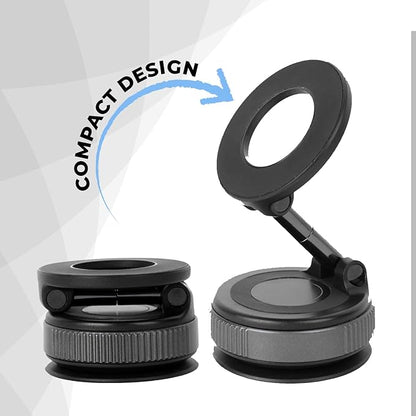 Gizmophy Magnetic Car Mobile Holder with 360° Adjustable Arm, Strong Grip Dashboard Mount, Anti-Slip Base, Universal Smartphone Compatibility, Premium LED Ring Design