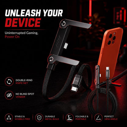 FLEXDOCK 240W Type-C to Type-C Fast Charging Cable with Built-In Stand, Braided Cable, E-Marker Chip, 1.2M