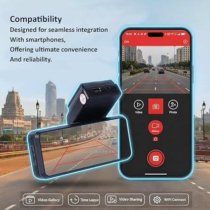 Smart Camera 1080P Full HD | 4.3-inch LCD Screen with WiFi Control | Night Vision, Wide Angle, G-Sensor & Parking Mode | Universal Fit for Cars & SUVs