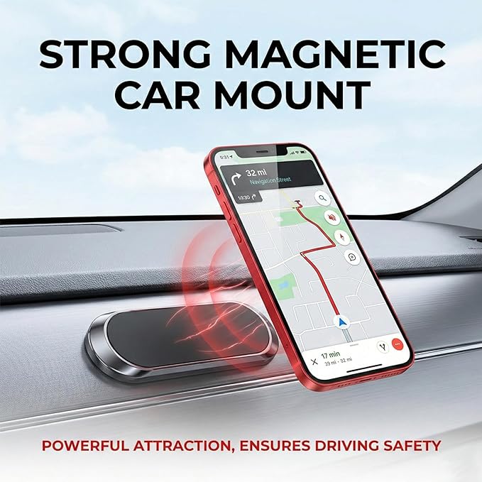 Magnetic Mobile Phone Holder Strip – Ultra Slim, Strong Grip, Easy Installation for Car, Office & Home