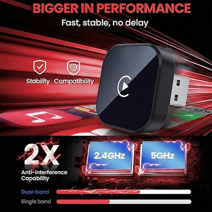 2-in-1 Wireless CarPlay & Android Auto Adapter | 5.8GHz Fast, Plug & Play, Auto-Connect