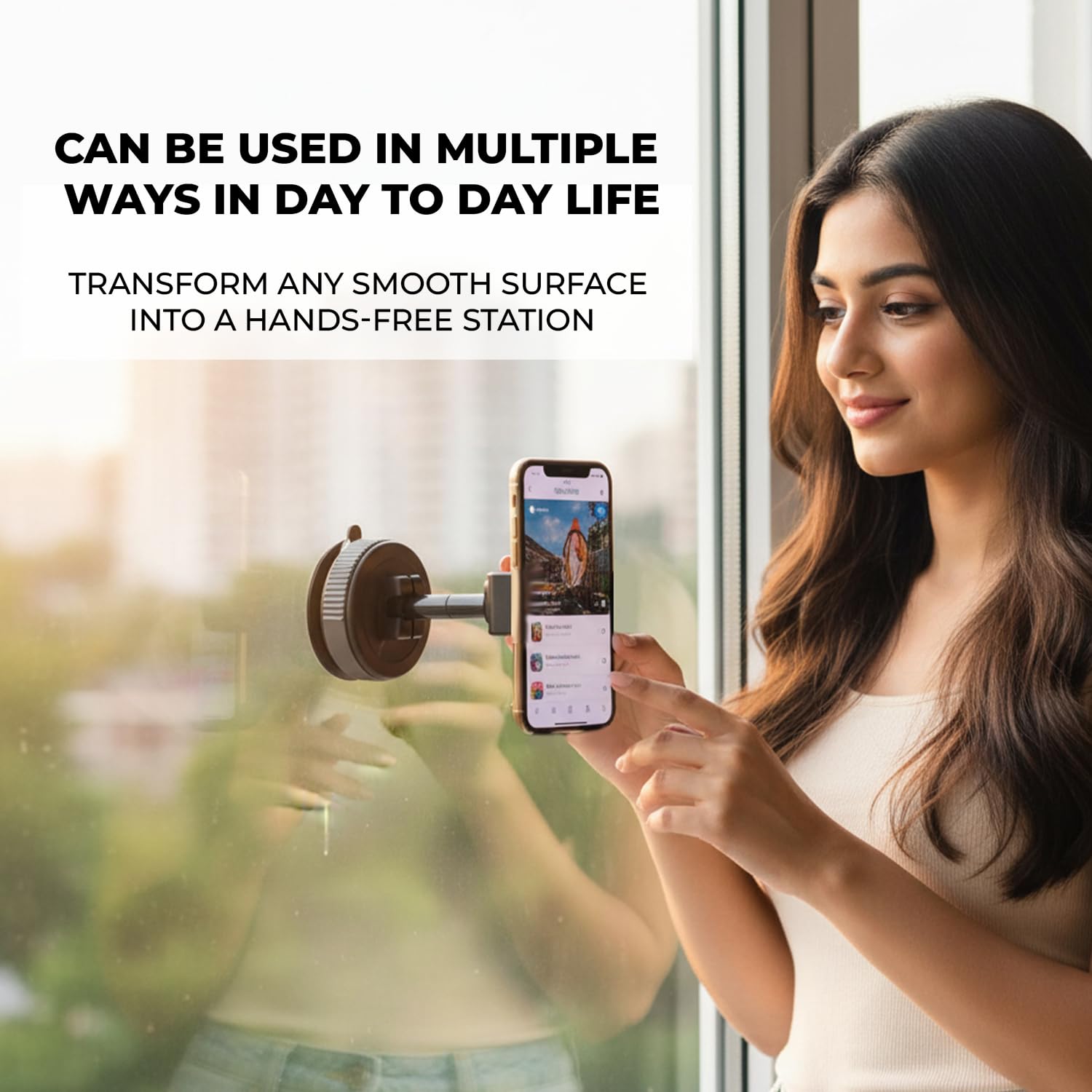 360° Suction Cup Mobile Holder for Car Dashboard, Mirror & Shower | Strong Vacuum Grip Phone Mount for Gym & Home | Universal Hands-Free Stand