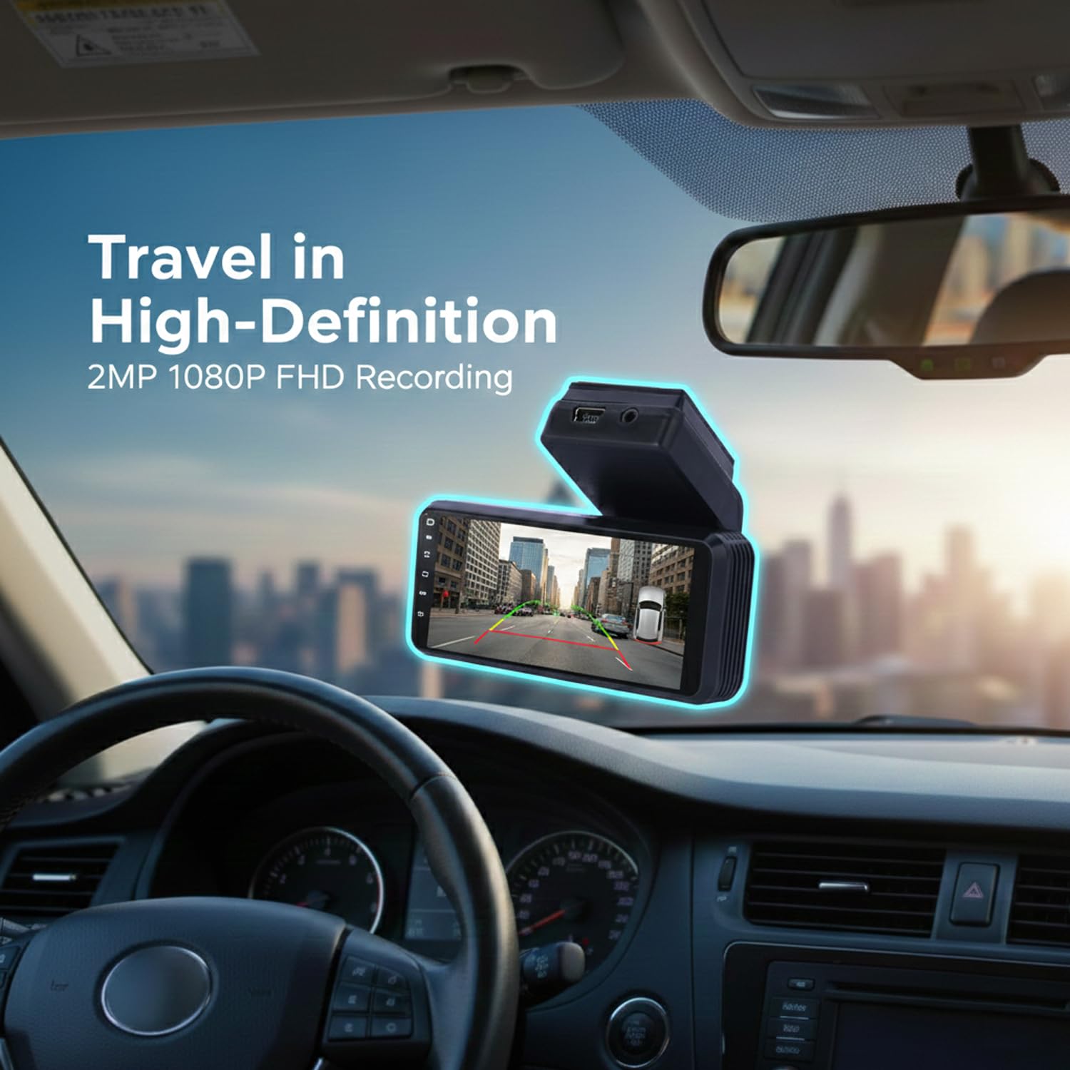 Smart Camera 1080P Full HD | 4.3-inch LCD Screen with WiFi Control | Night Vision, Wide Angle, G-Sensor & Parking Mode | Universal Fit for Cars & SUVs