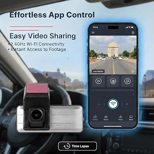 Smart Camera 1080P Full HD | 4.3-inch LCD Screen with WiFi Control | Night Vision, Wide Angle, G-Sensor & Parking Mode | Universal Fit for Cars & SUVs