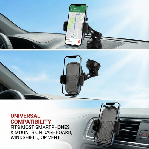 Car Mobile Holder with One-Press Lock & Release | Extendable Telescopic Arm & 360° Rotation | Strong Suction Cup for Dashboard & Windshield