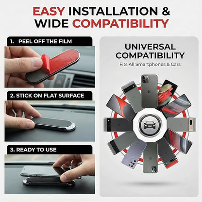 Magnetic Mobile Phone Holder Strip – Ultra Slim, Strong Grip, Easy Installation for Car, Office & Home