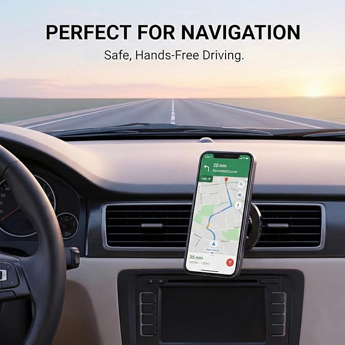AC Vent Mount Magnetic Car Phone Holder Stand with Strong Magnetic Grip, 360 Degree Rotation, Single Hand Use, Shockproof Build, Mobile Stand for Car (Black)