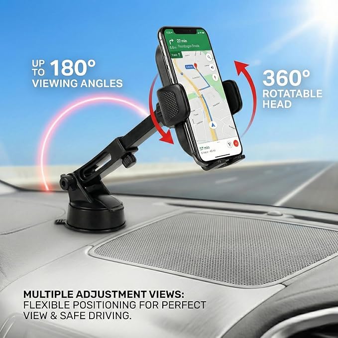 Universal Magnetic Suction Mobile Holder for Car Dashboard & Windshield | 360° Adjustable Mount with Strong Grip & Anti-Slip Design | Compatible with All Smartphones