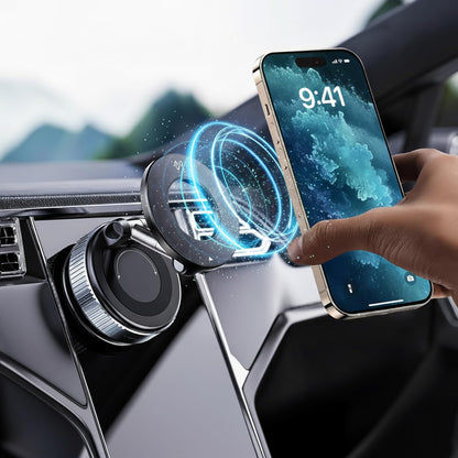 Gizmophy Magnetic Car Mobile Holder with 360° Adjustable Arm, Strong Grip Dashboard Mount, Anti-Slip Base, Universal Smartphone Compatibility, Premium LED Ring Design