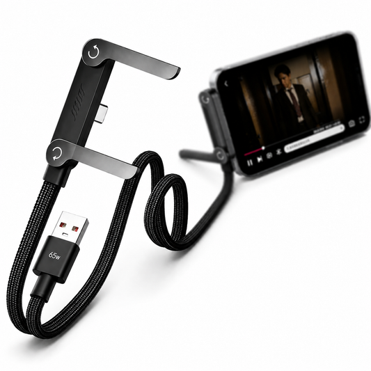 FLEXDOCK 65W Type-A to Type-C Fast Charging Cable with Built-In Stand, Braided Cable, E-Marker Chip, 1.2M (USB Type A)