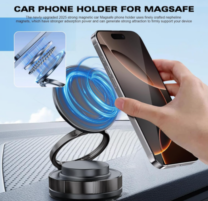 Vacuum Magnetic Phone Mount for Car | 360° Adjustable Suction Holder for Dashboard | Universal for All Smartphones