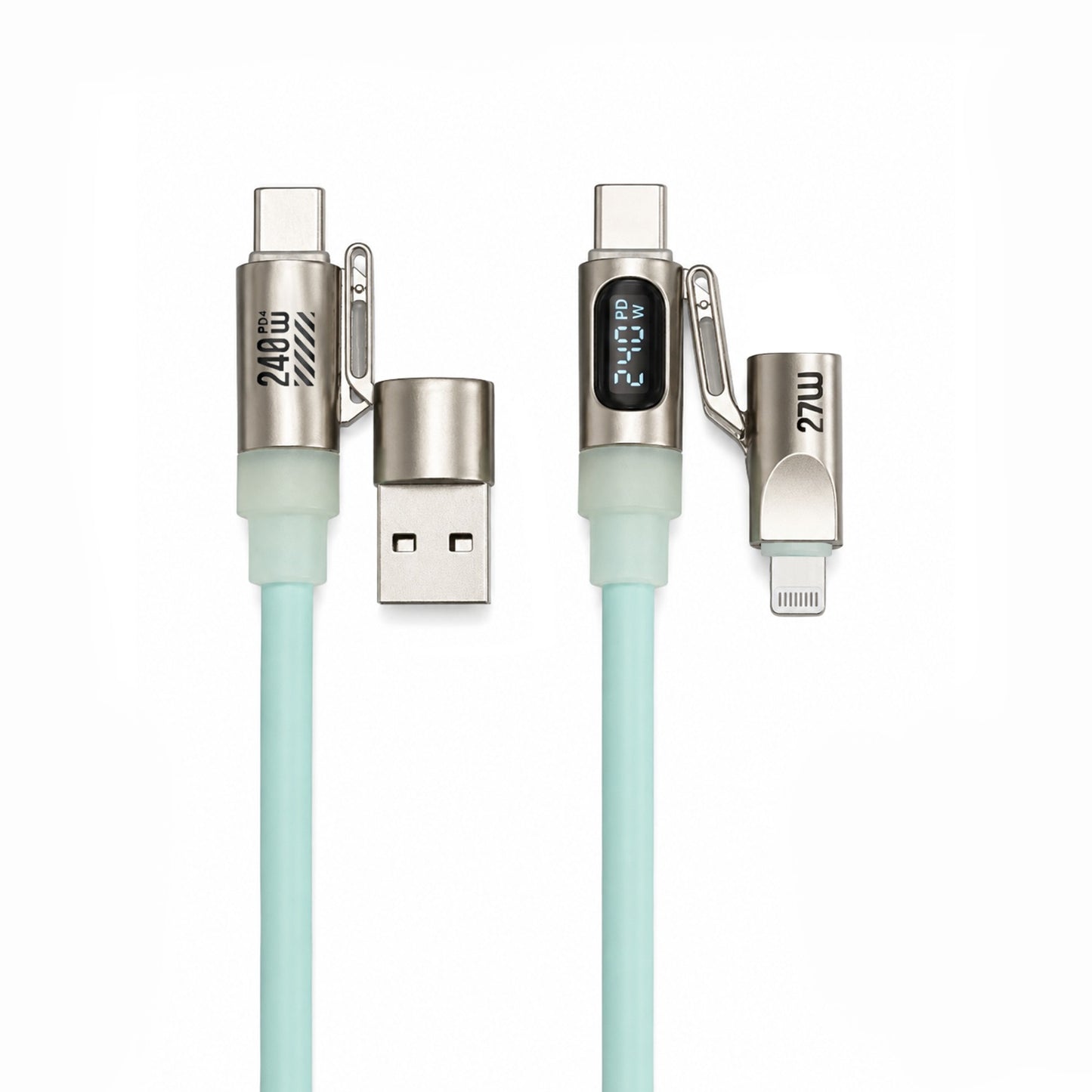 GIZMOPHY Hyperflex 4-in-1 240W Fast Charging Cable with LED CYCLONE Display