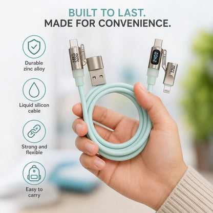 GIZMOPHY Hyperflex 4-in-1 240W Fast Charging Cable with LED CYCLONE Display