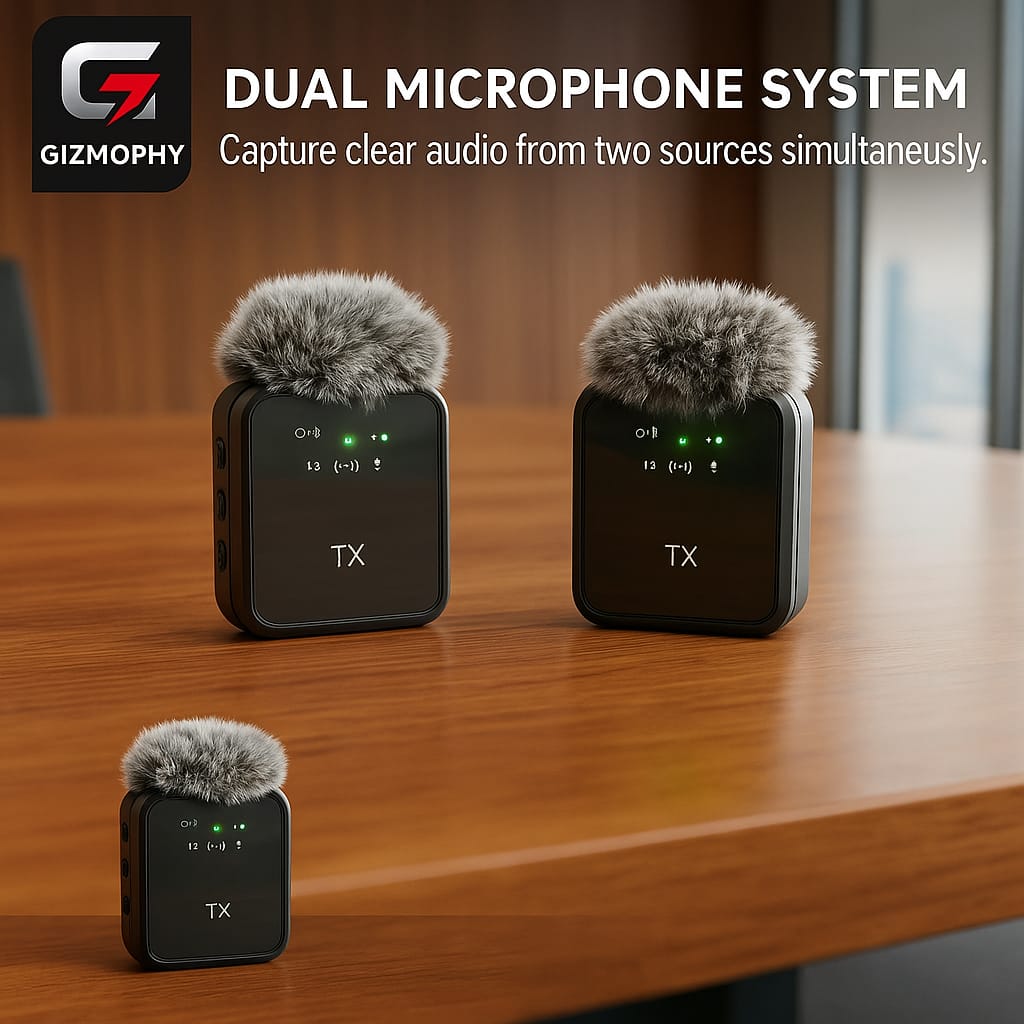 Wireless Microphone for iPhone/Android/DSLR – 50m Range, Noise Reduction, 7Hr Battery, Plug & Play Type-C & Lightning Converter, Portable Lavalier Mic for Video, Vlogging, Live Streaming