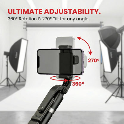 63" Premium Selfie Stick Tripod with Fill Light & Wireless Bluetooth Remote, Heavy Duty Aluminum Stand with 360° Rotation, All-in-One Portable Vlogging & Creator Tool for iPhone & Android