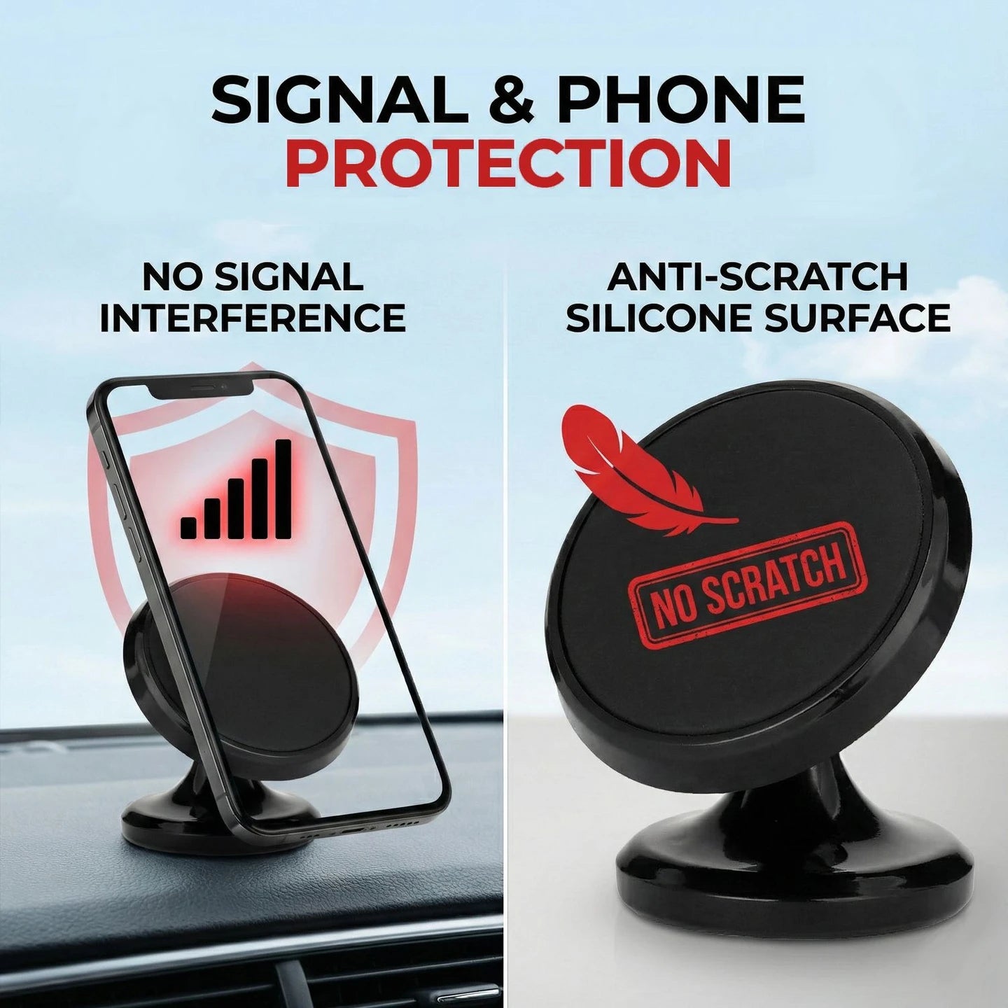 Gizmophy 360° Rotating Magnetic Car Mobile Holder – Universal Dashboard & Desk Phone Mount with Strong Magnet Grip | Compact Mobile Stand